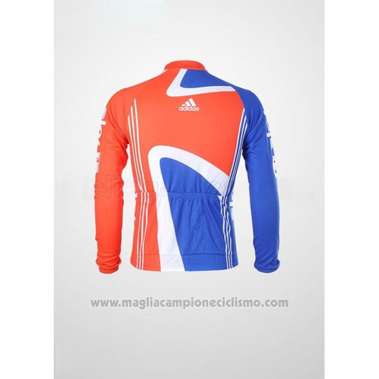 2012 Abbigliamento Ciclismo Sky Campione Regno Unito Arancione e Blu Manica Lunga e Salopette